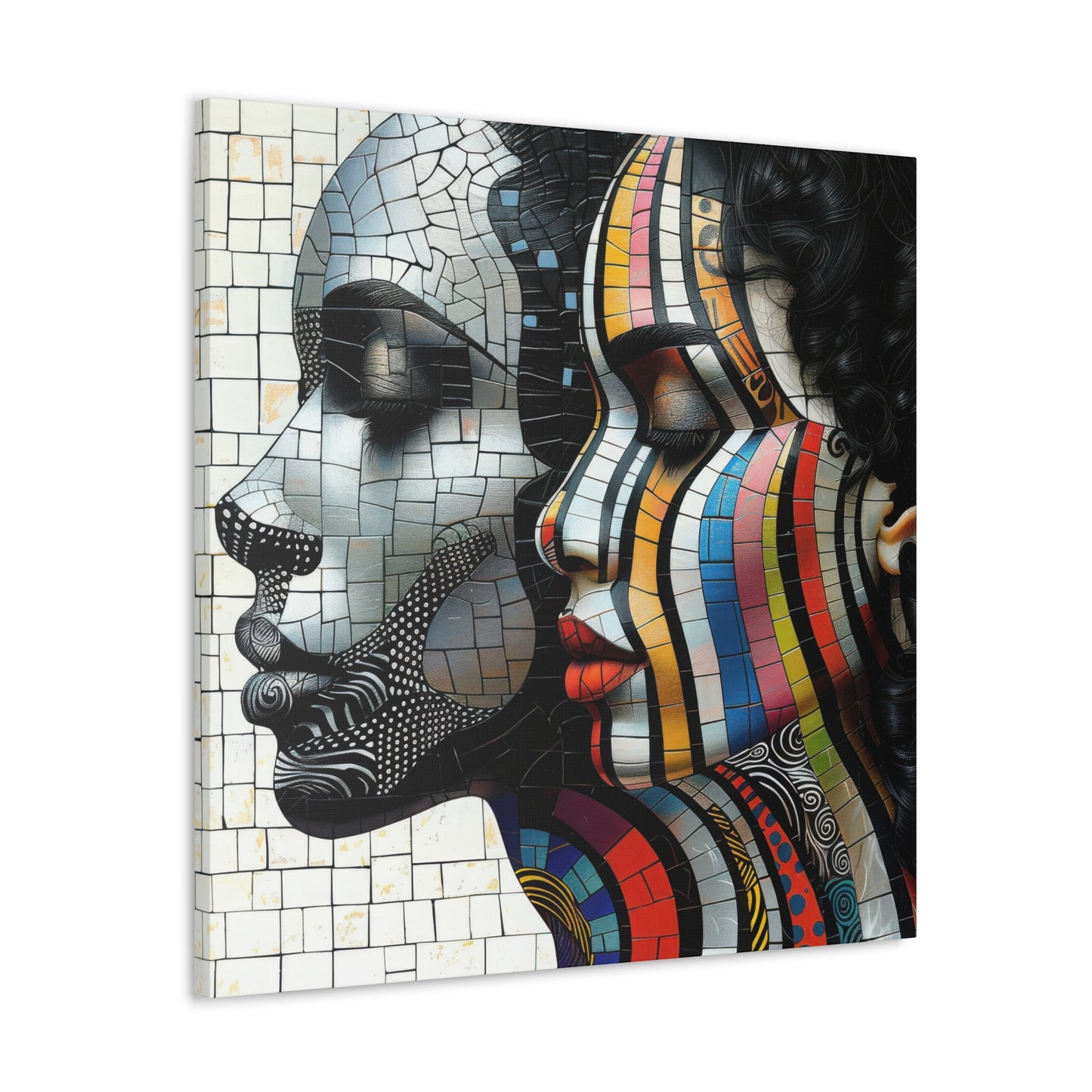 Colorful Mosaic African Portraits - Vibrant and Unique Canvas Wall Art