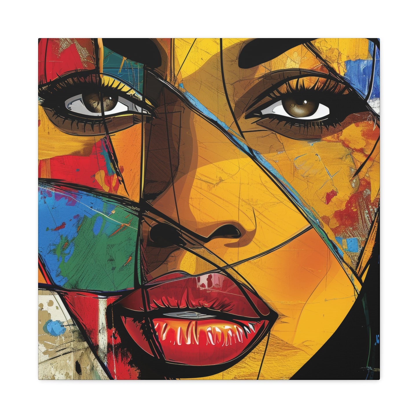 Spectrum of Expressions Canvas Art: Colorful African American Woman Portrait