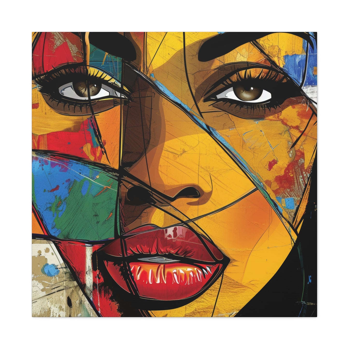 Spectrum of Expressions Canvas Art: Colorful African American Woman Portrait