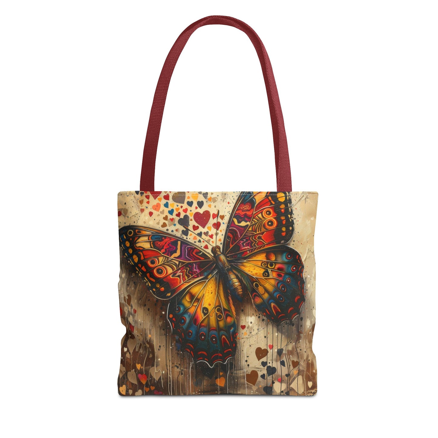 Colorful Butterfly Tote Bag with Heart Accents for Art Lovers