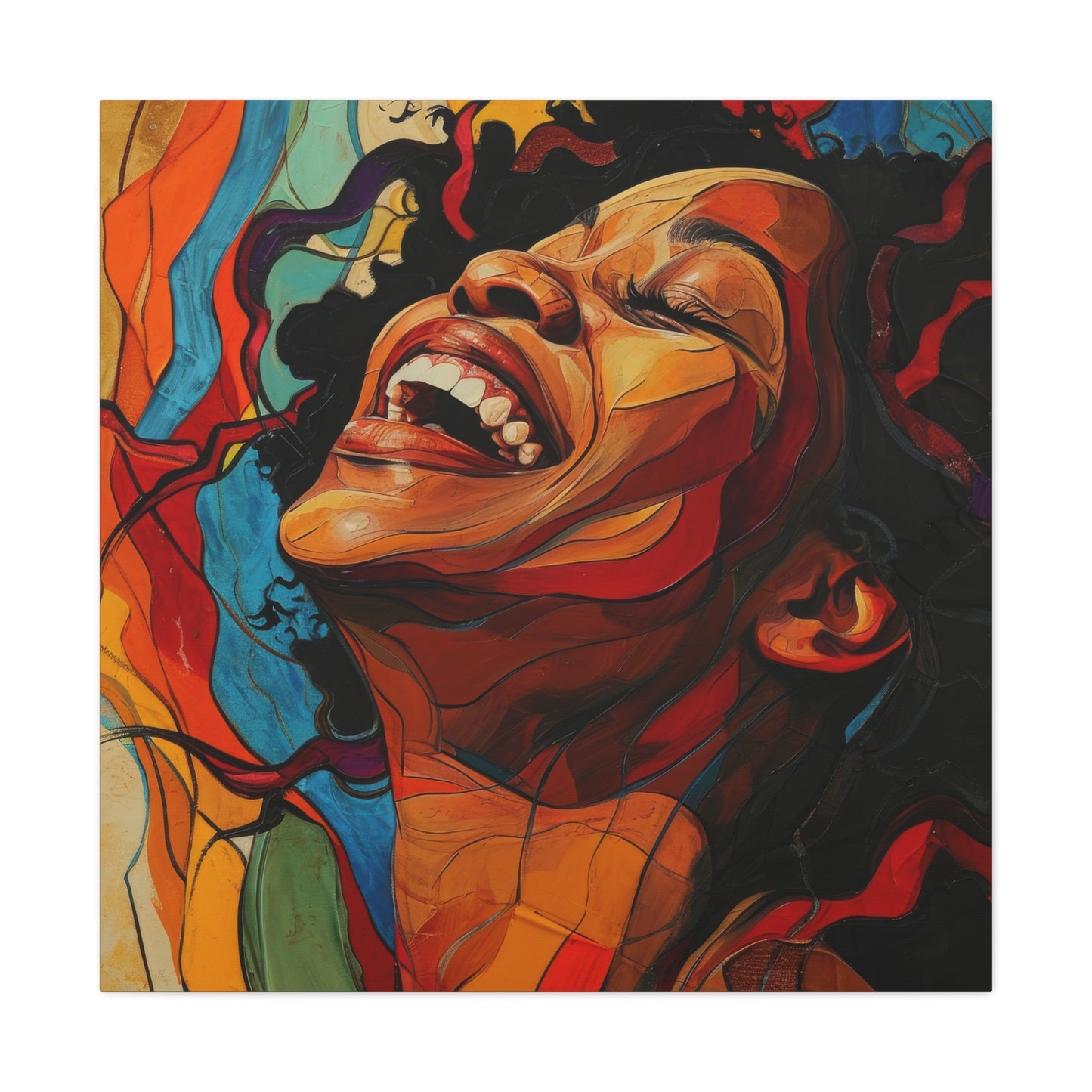 Euphoria in Color Canvas Art: Vibrant African American Woman Portrait