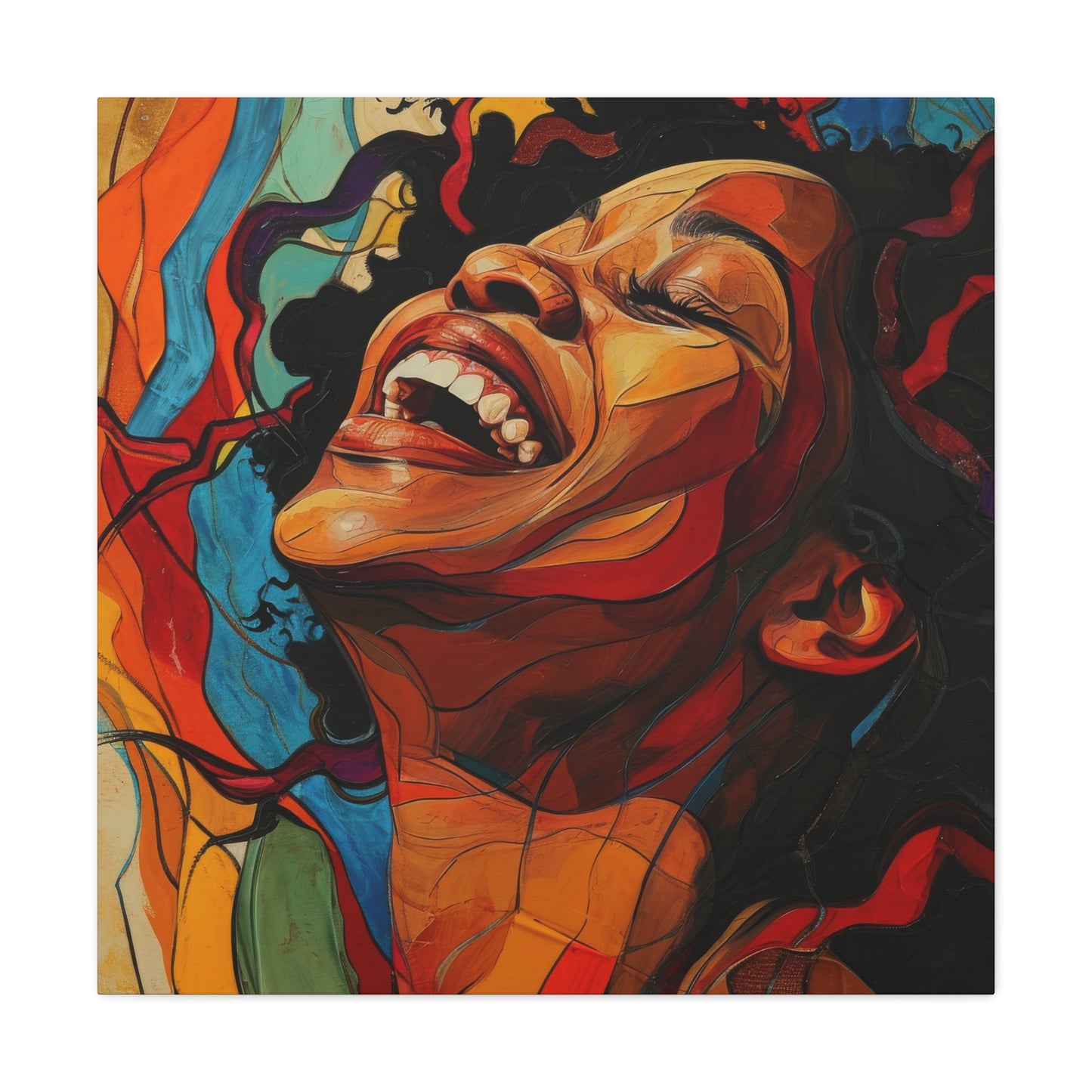Euphoria in Color Canvas Art: Vibrant African American Woman Portrait