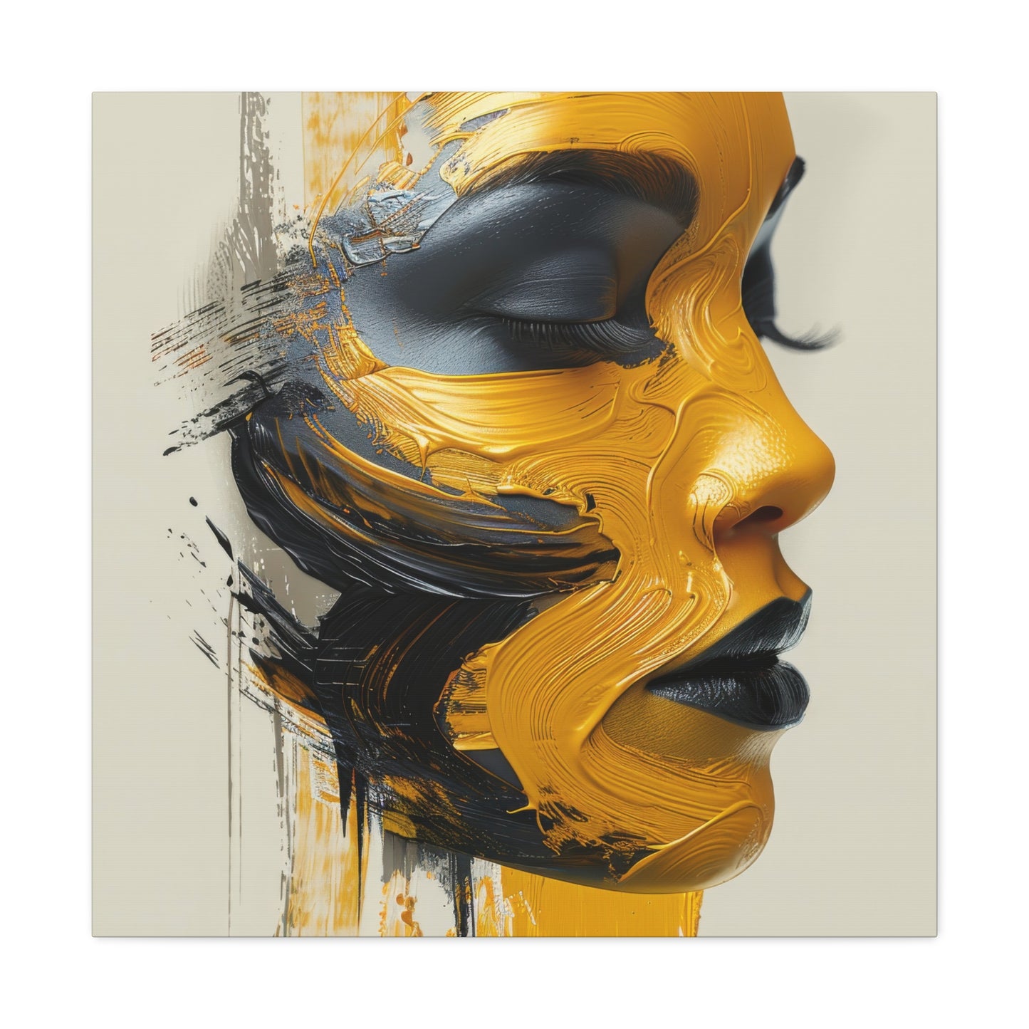 Contemporary African Woman Canvas - Striking Yellow and Black Abstract Art
