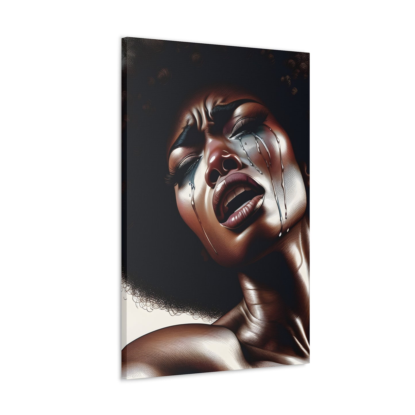 Soulful Expression: Pain in My Tears - Unique African Art Canvas