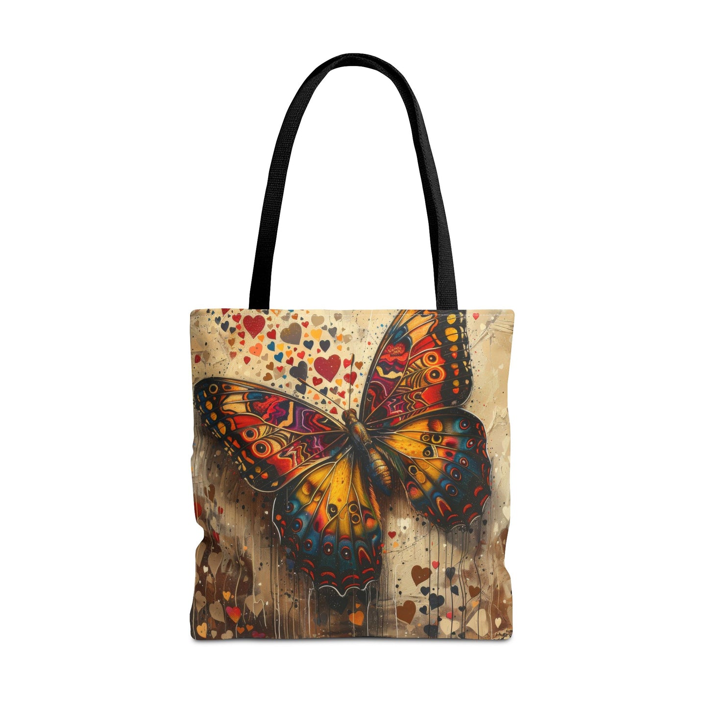 Colorful Butterfly Tote Bag with Heart Accents for Art Lovers