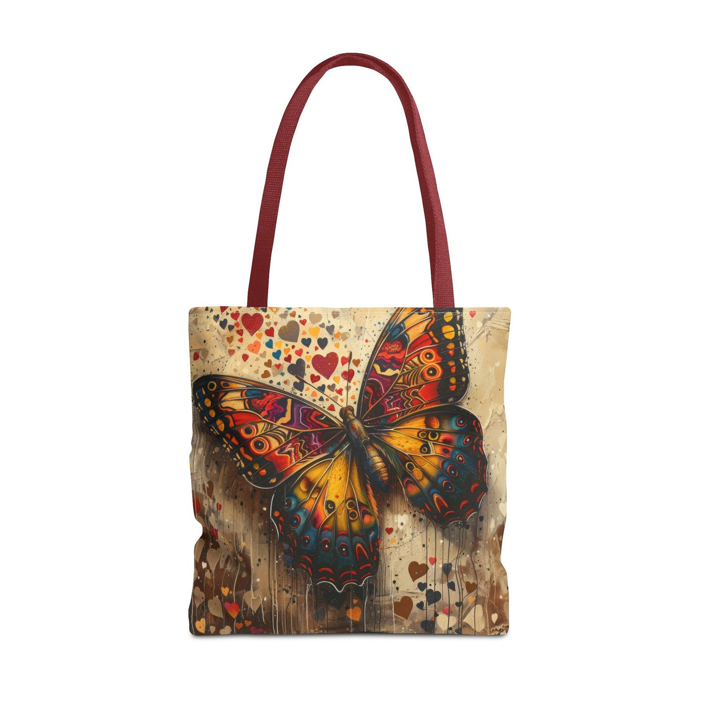 Colorful Butterfly Tote Bag with Heart Accents for Art Lovers
