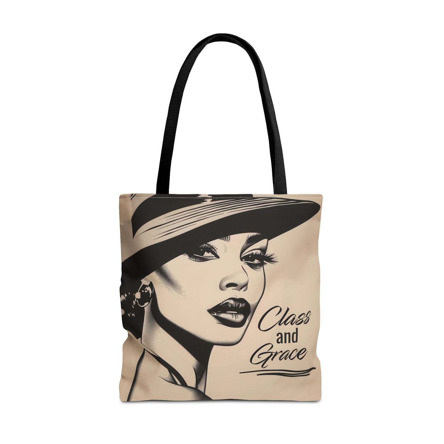 Elegant "Class and Grace" Tote Bag Featuring Vintage Art