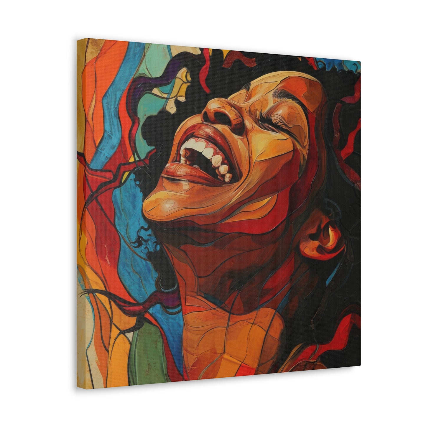 Euphoria in Color Canvas Art: Vibrant African American Woman Portrait