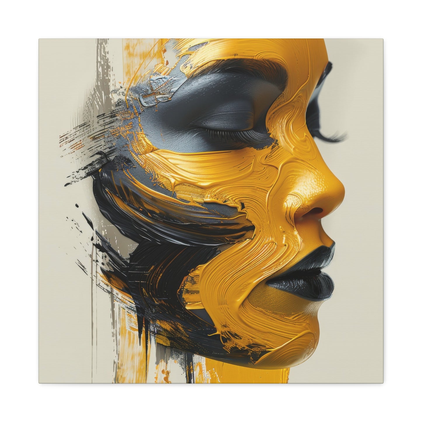 Contemporary African Woman Canvas - Striking Yellow and Black Abstract Art
