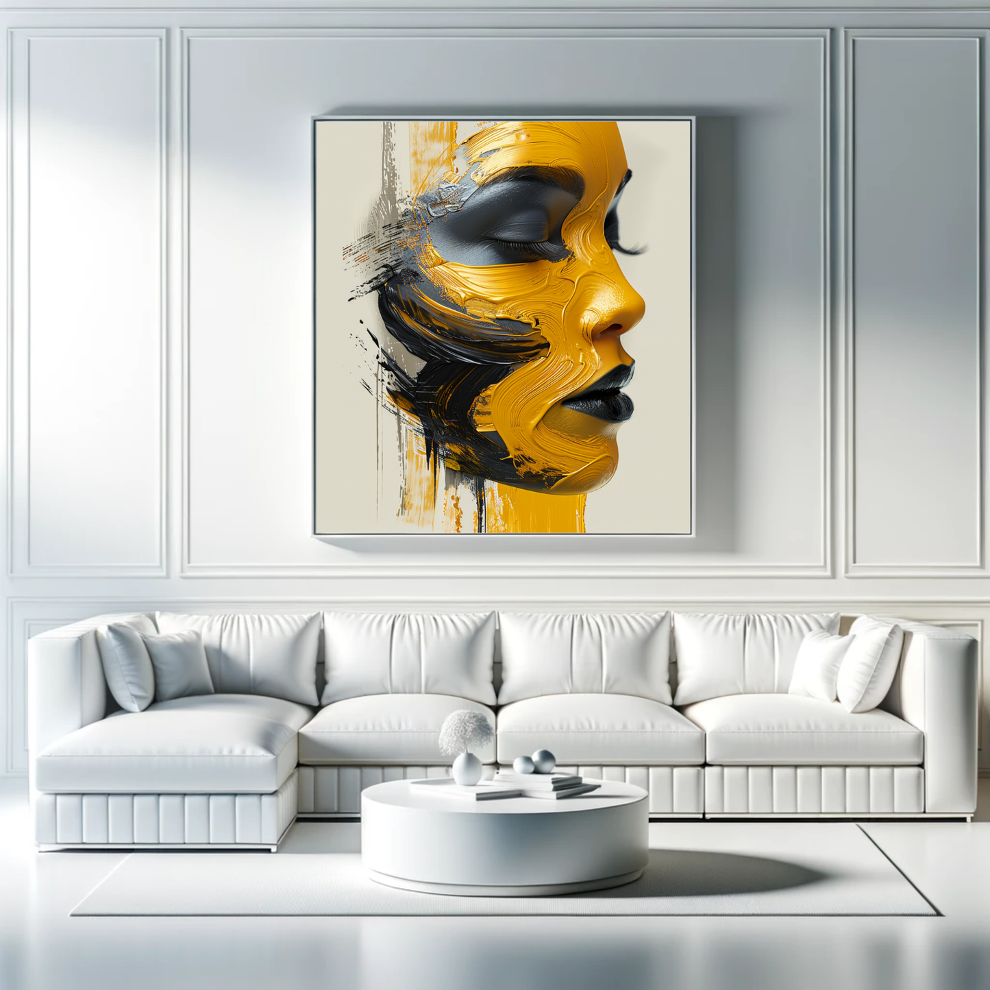 Contemporary African Woman Canvas - Striking Yellow and Black Abstract Art