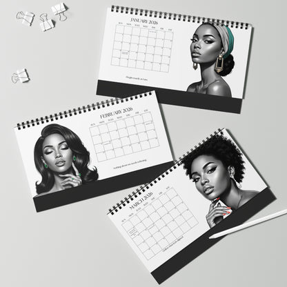 Unapologetically Her – 2026 Desk Calendar | Modern Black Woman Art & Empowerment