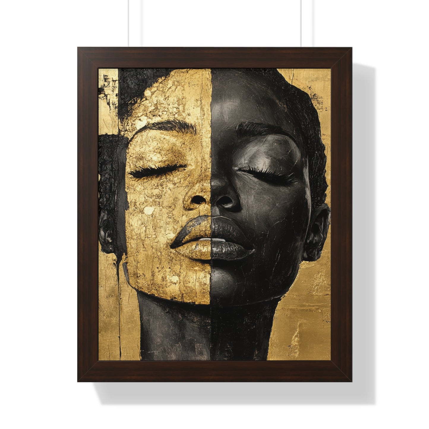 Gold & Black Abstract Portrait – Framed Modern Wall Art