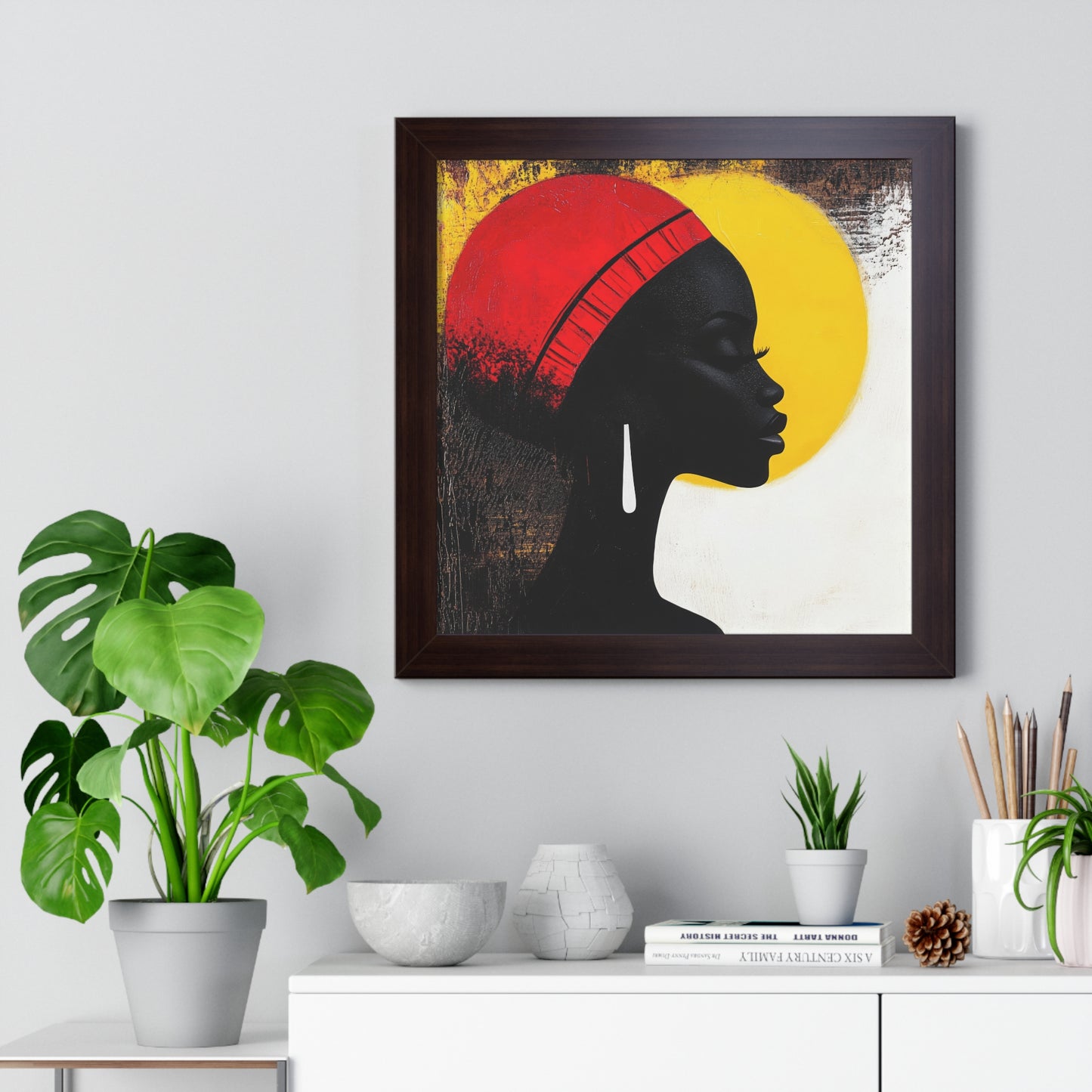 Bold African Silhouette Framed Wall Art – Modern Afrocentric Décor