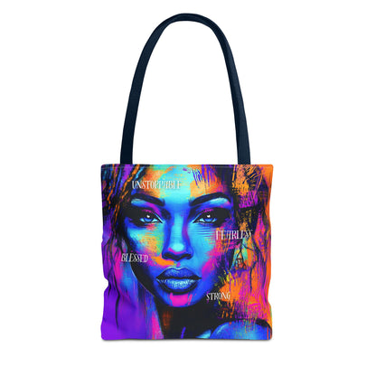 Unstoppable Empowerment Tote Bag - Vibrant Portrait of Strength