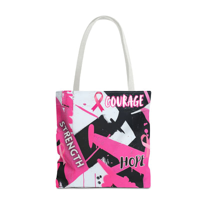 Empower with Courage: Breast Cancer Awareness Tote with Bold Pink Accents