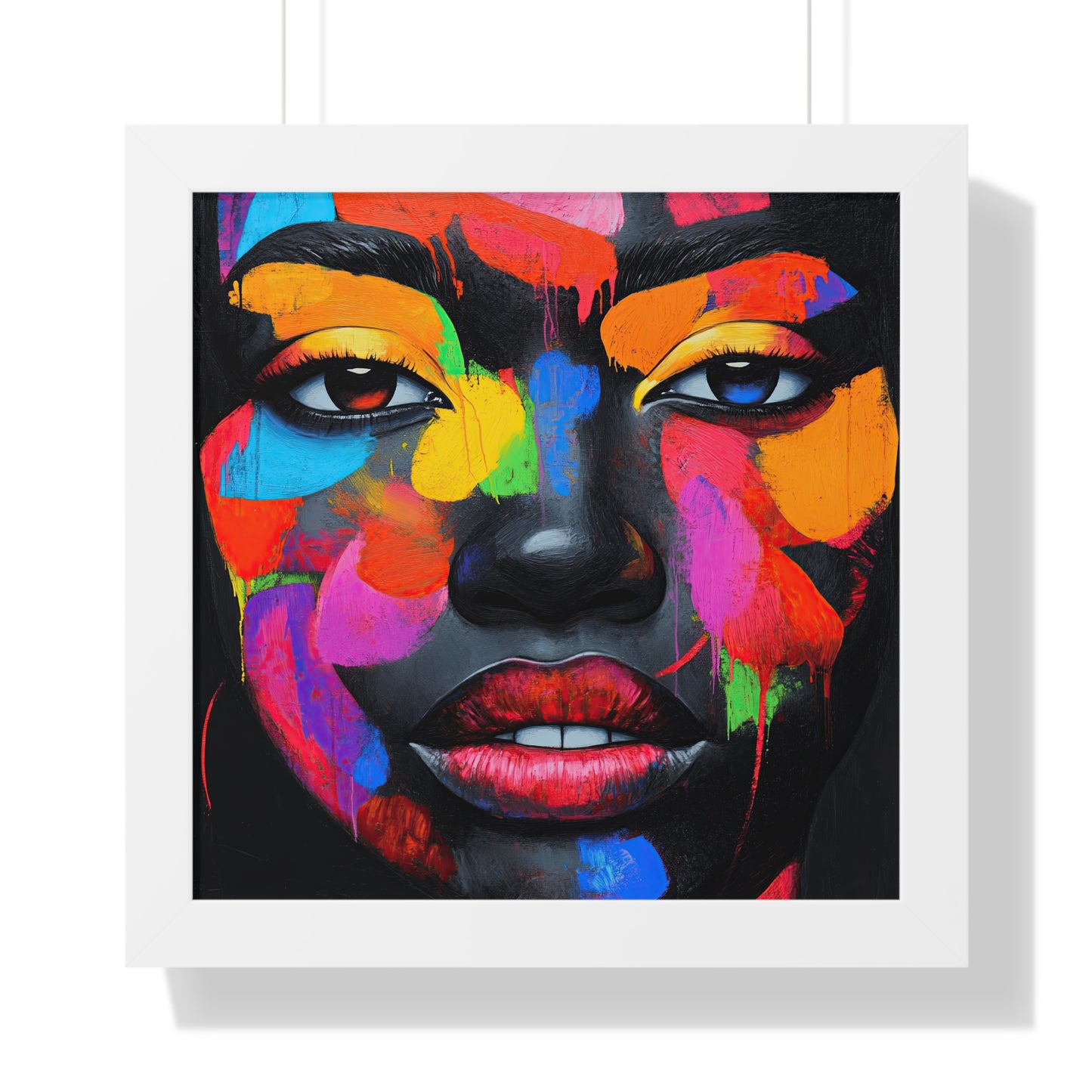 Bold Multicolor Abstract Portrait – Framed Wall Art