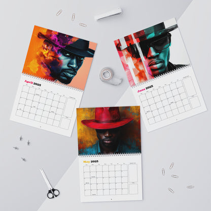 2025 Men in Fedora Hats Wall Calendar – Bold Art for Home & Office