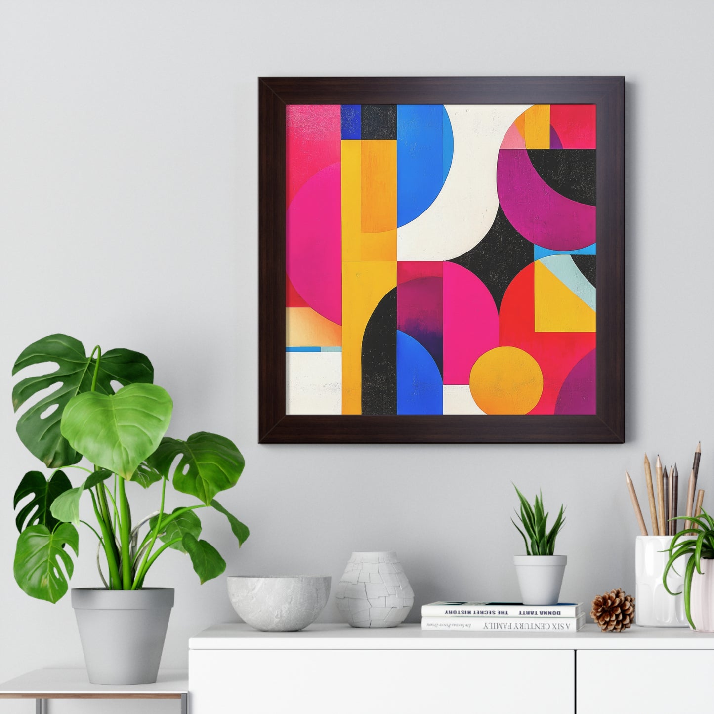 Colorful Geometric Framed Wall Art – Modern Abstract Design