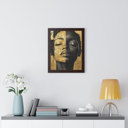 Gold & Black Abstract Portrait – Framed Modern Wall Art