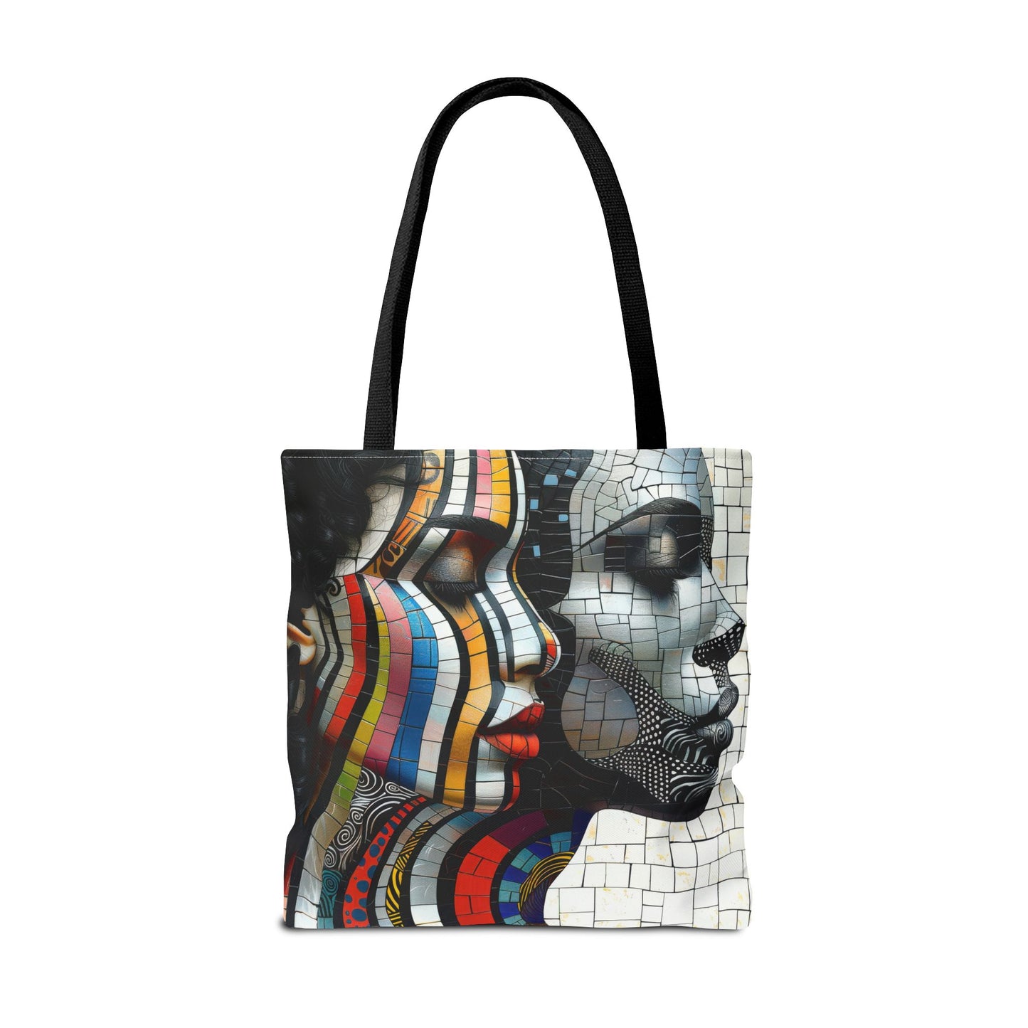 Artistic Dual Faces Tote Bag Featuring Vibrant Mosaics