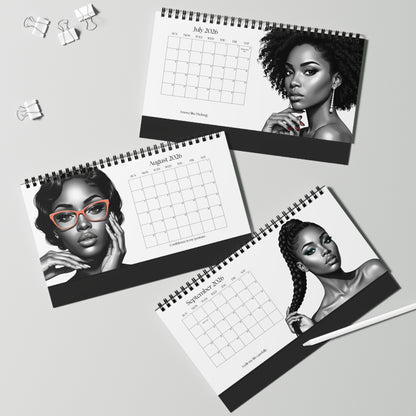 Unapologetically Her – 2026 Desk Calendar | Modern Black Woman Art & Empowerment