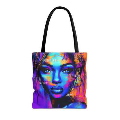 Unstoppable Empowerment Tote Bag - Vibrant Portrait of Strength