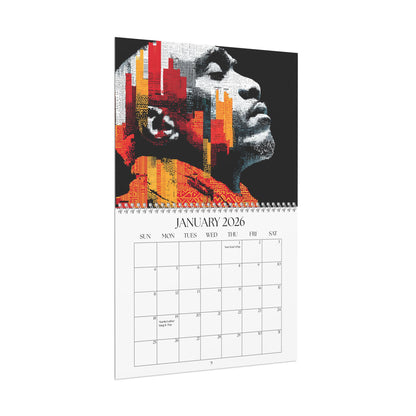 Calendar with a stylized portrait design on the cover