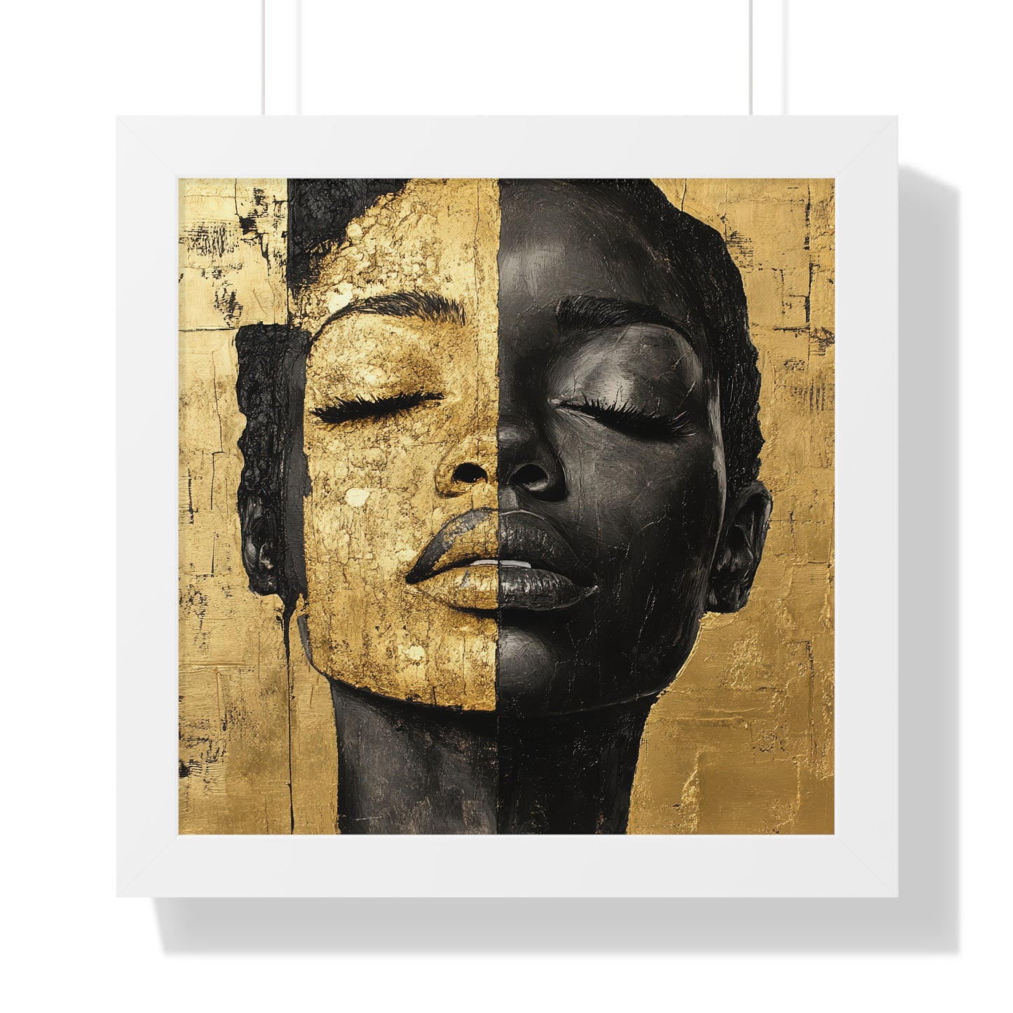 Gold & Black Abstract Portrait – Framed Modern Wall Art