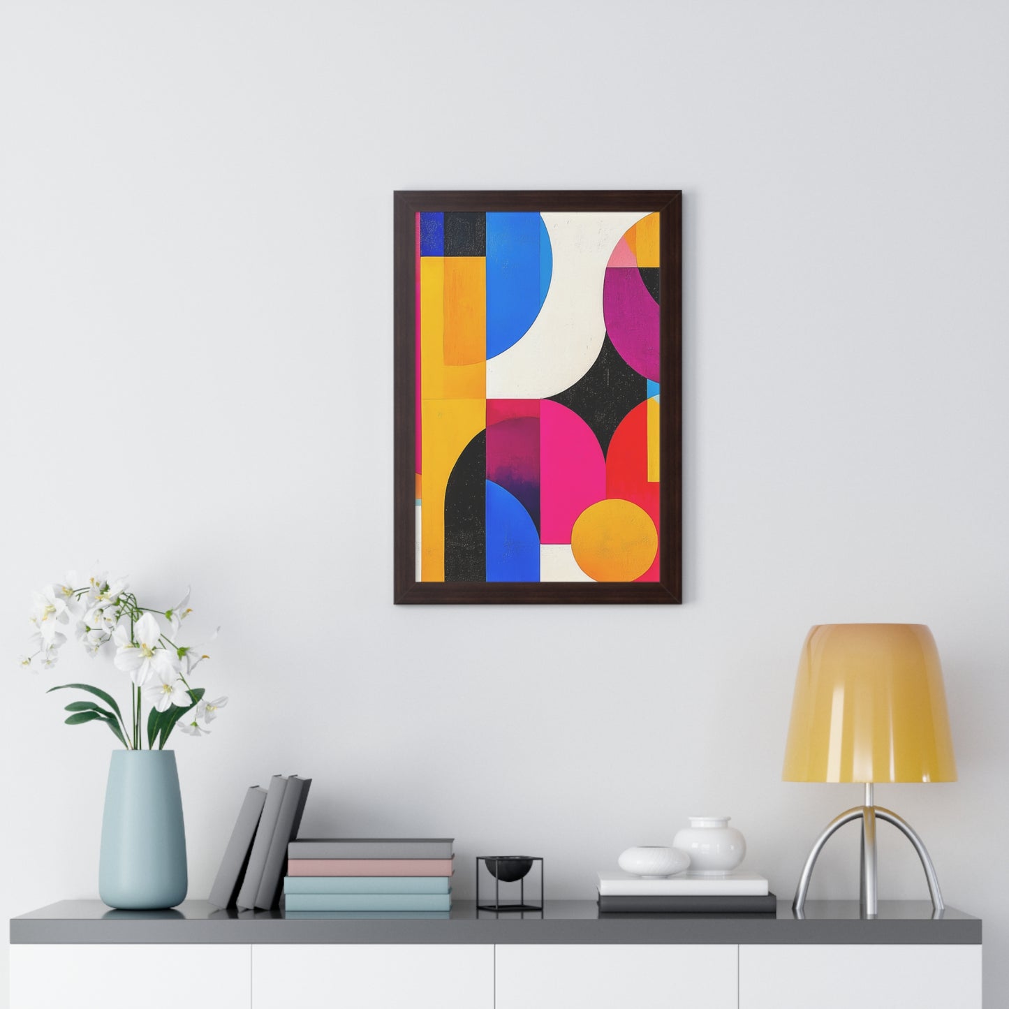 Colorful Geometric Framed Wall Art – Modern Abstract Design