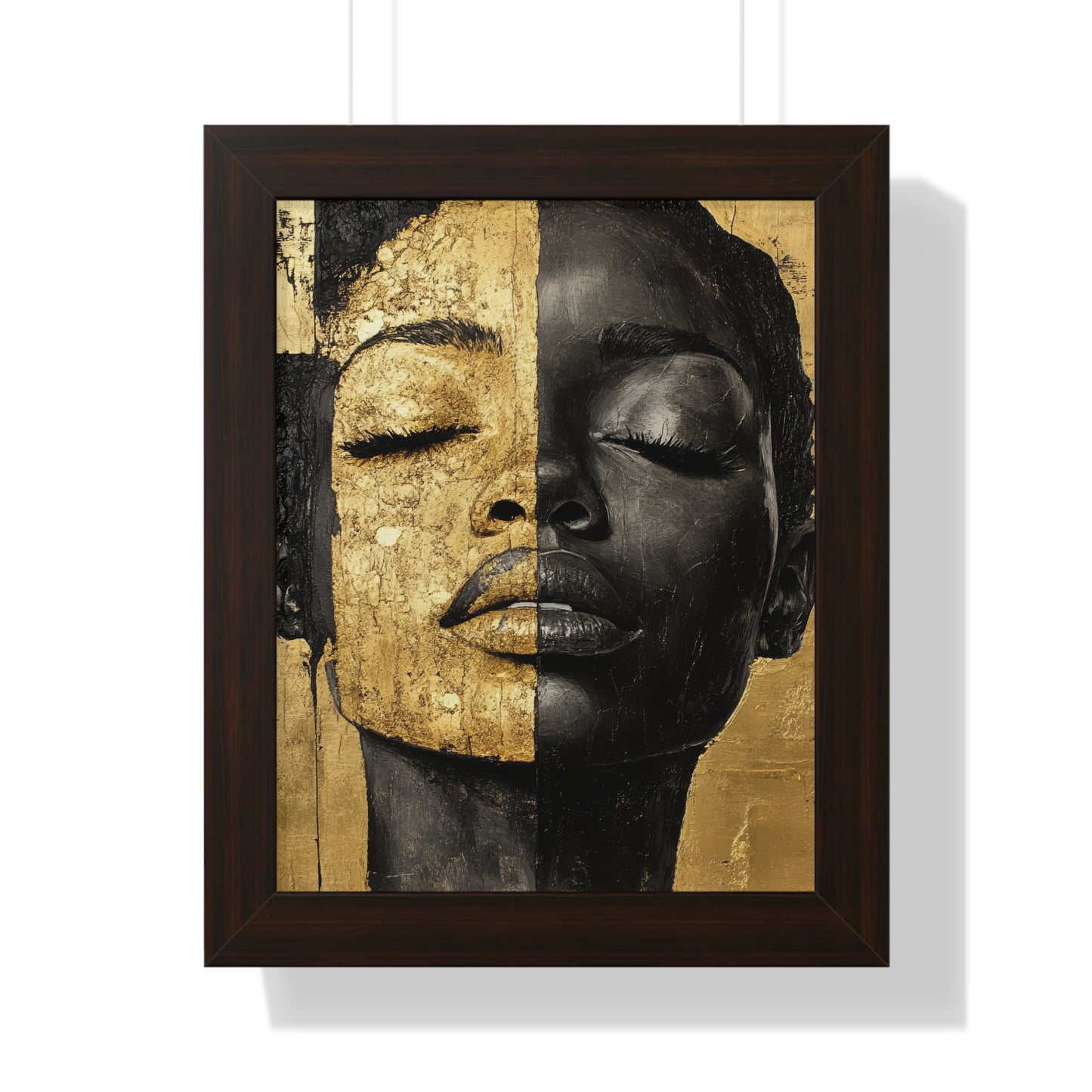 Gold & Black Abstract Portrait – Framed Modern Wall Art