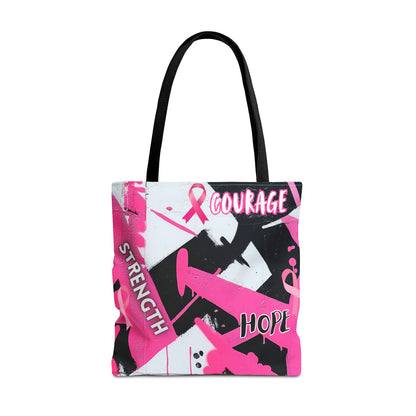 Empower with Courage: Breast Cancer Awareness Tote with Bold Pink Accents