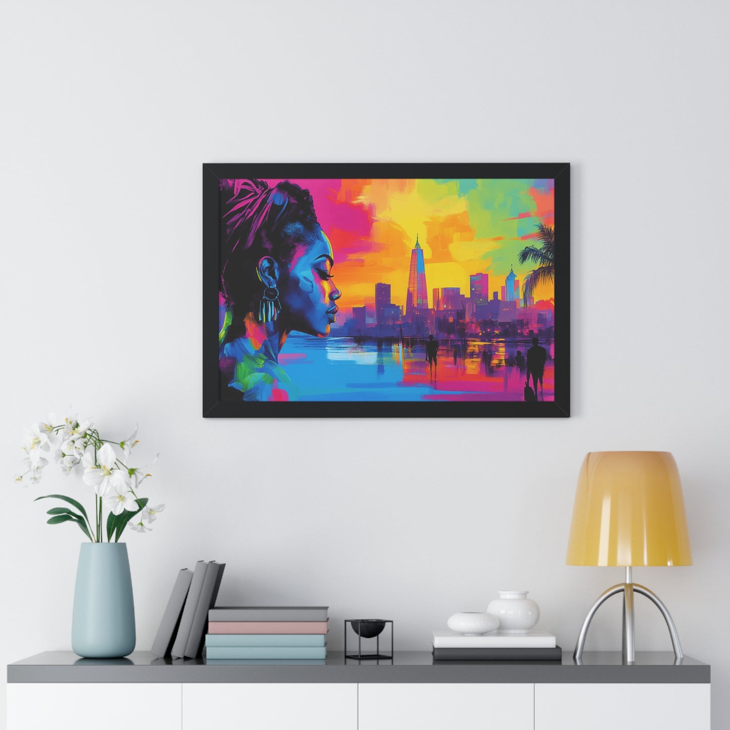 Modern Cityscape Art – Vibrant Framed Wall Decor