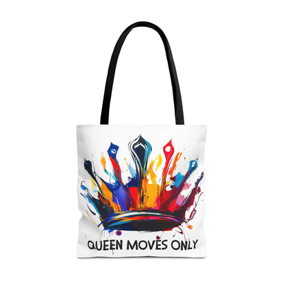 Vibrant 'Queen Moves Only' Tote Bag for Confident Queens