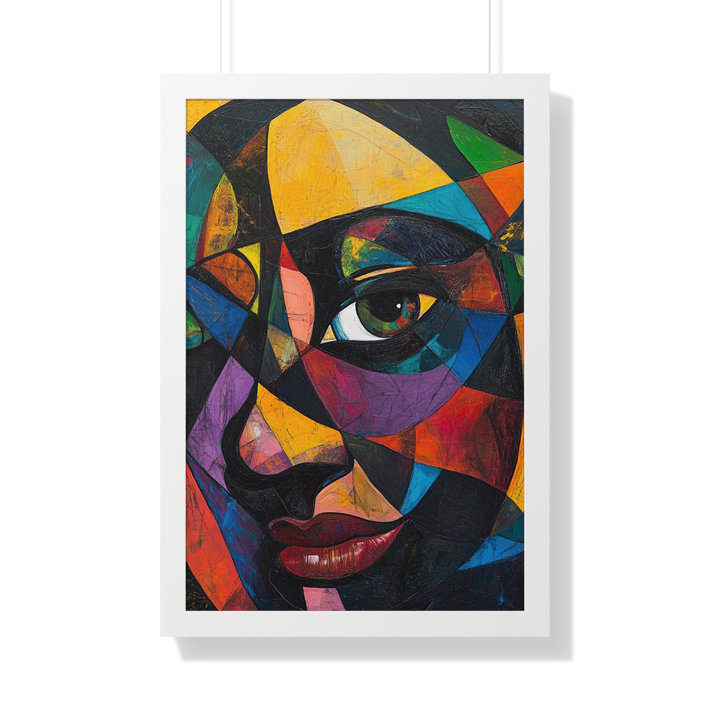 Abstract Portrait Wall Art – Framed Multicolor Design