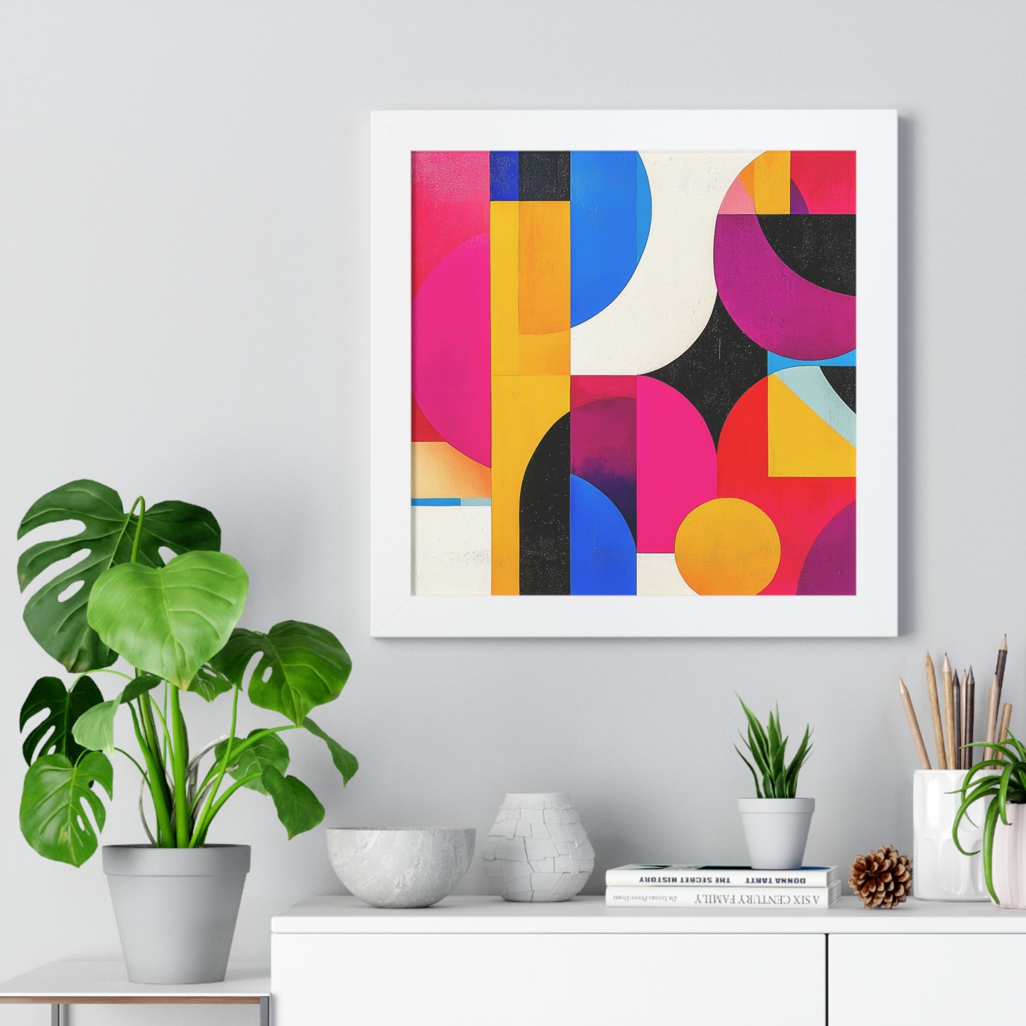 Colorful Geometric Framed Wall Art – Modern Abstract Design