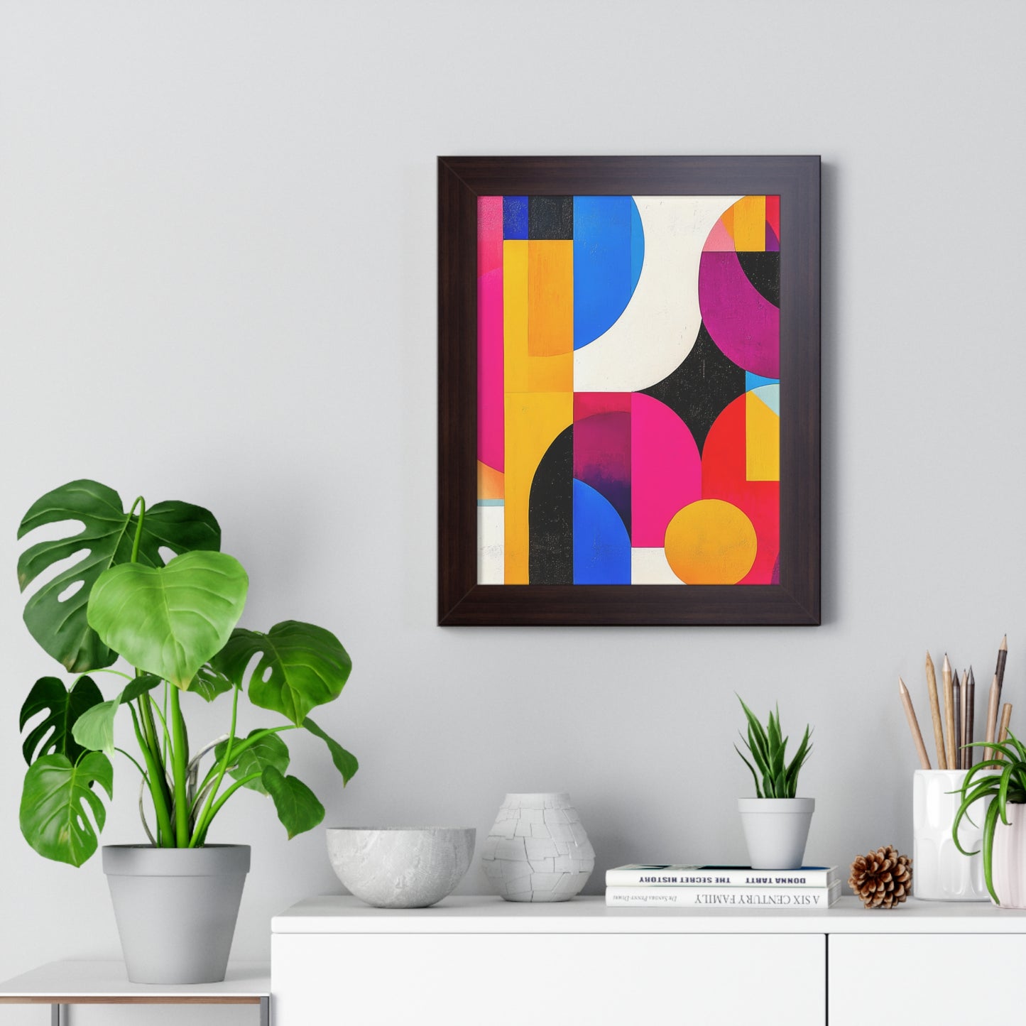 Colorful Geometric Framed Wall Art – Modern Abstract Design