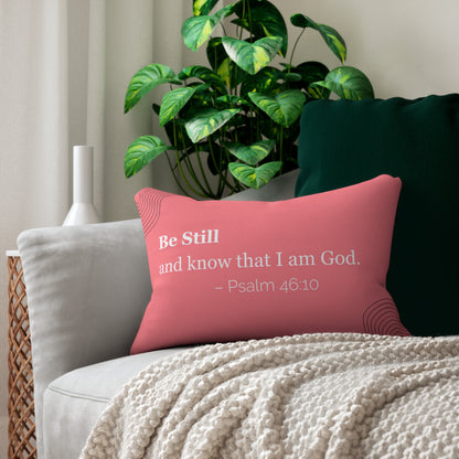 Be Still Lumbar Pillow – 20x14 Faith-Based Psalm 46:10 Cushion