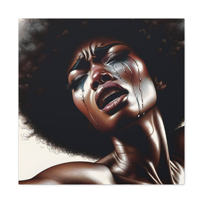 Soulful Expression: Pain in My Tears - Unique African Art Canvas