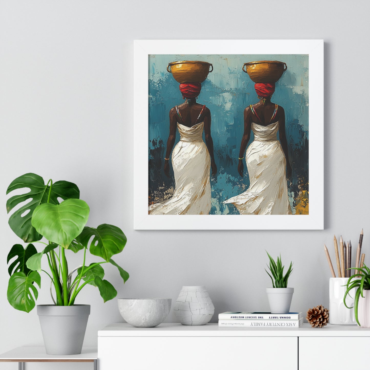 Elegant African Art – Framed Wall Decor with Multicolor Design