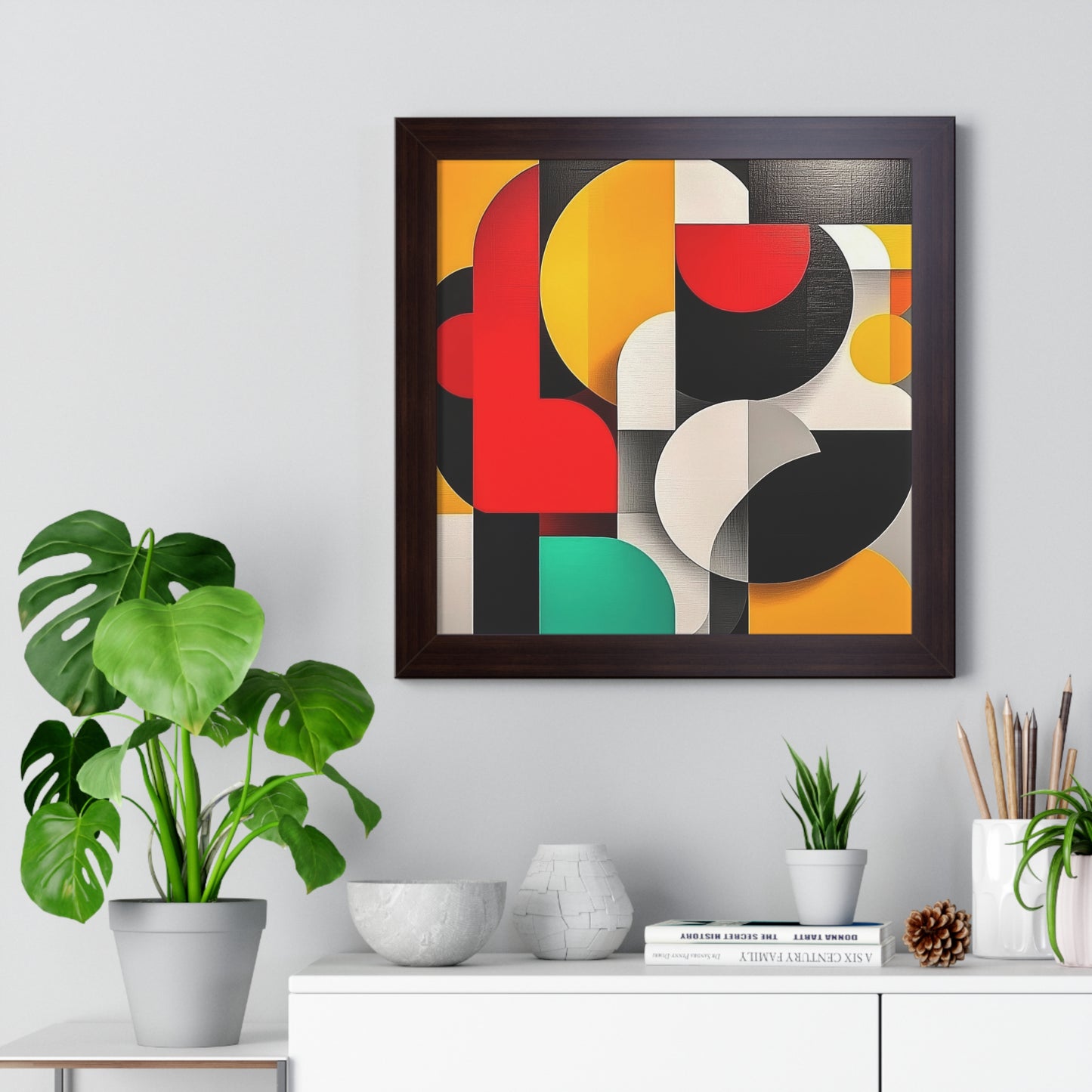 Modern Geometric Framed Wall Art – Bold Abstract Design