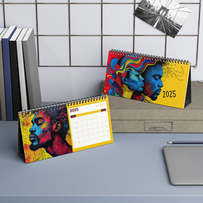 2025 Vibrant Faces Desk Calendar – Colorful Abstract Art