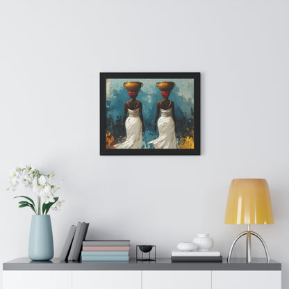 Elegant African Art – Framed Wall Decor with Multicolor Design