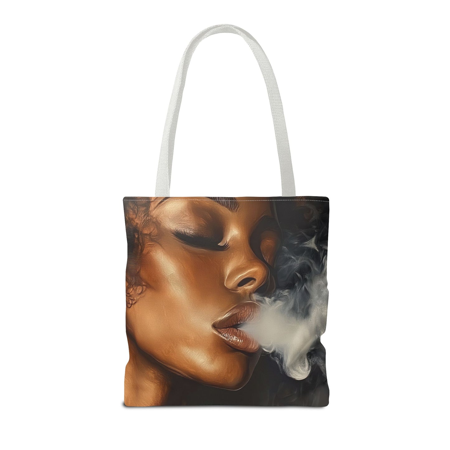 Bold 'Welcome All Smoke' Tote Bag – Fierce Woman in Smoky Art