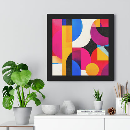 Colorful Geometric Framed Wall Art – Modern Abstract Design