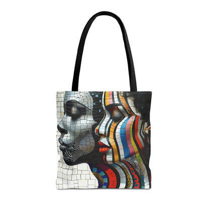 Artistic Dual Faces Tote Bag Featuring Vibrant Mosaics