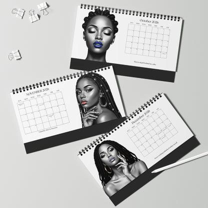 Unapologetically Her – 2026 Desk Calendar | Modern Black Woman Art & Empowerment
