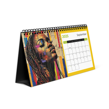 2025 Vibrant Faces Desk Calendar – Colorful Abstract Art