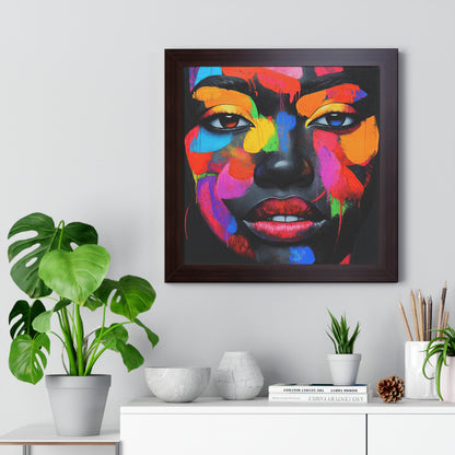 Bold Multicolor Abstract Portrait – Framed Wall Art