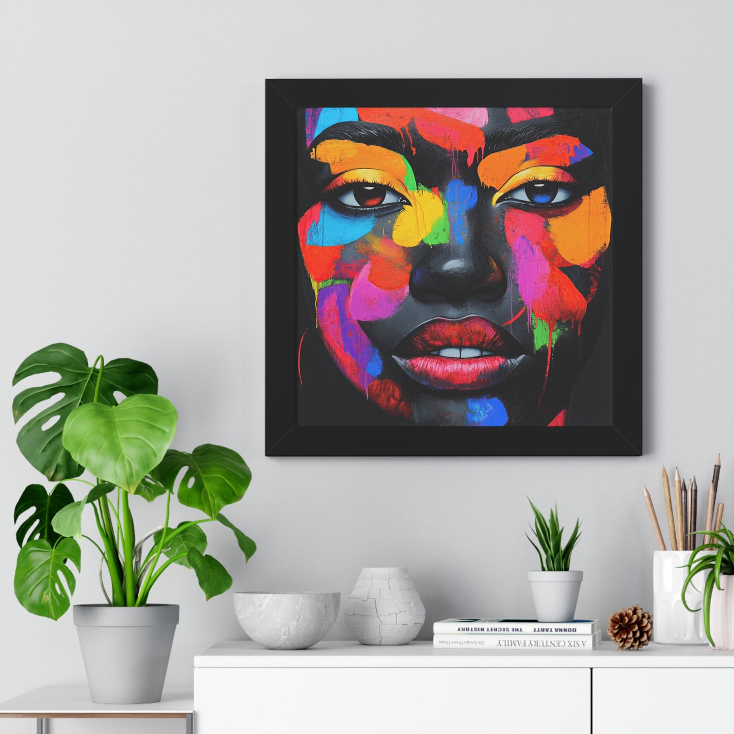 Bold Multicolor Abstract Portrait – Framed Wall Art