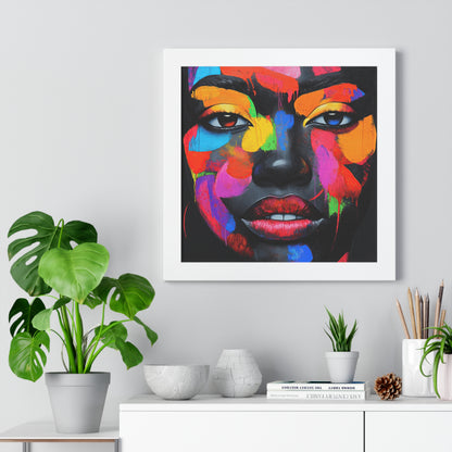 Bold Multicolor Abstract Portrait – Framed Wall Art